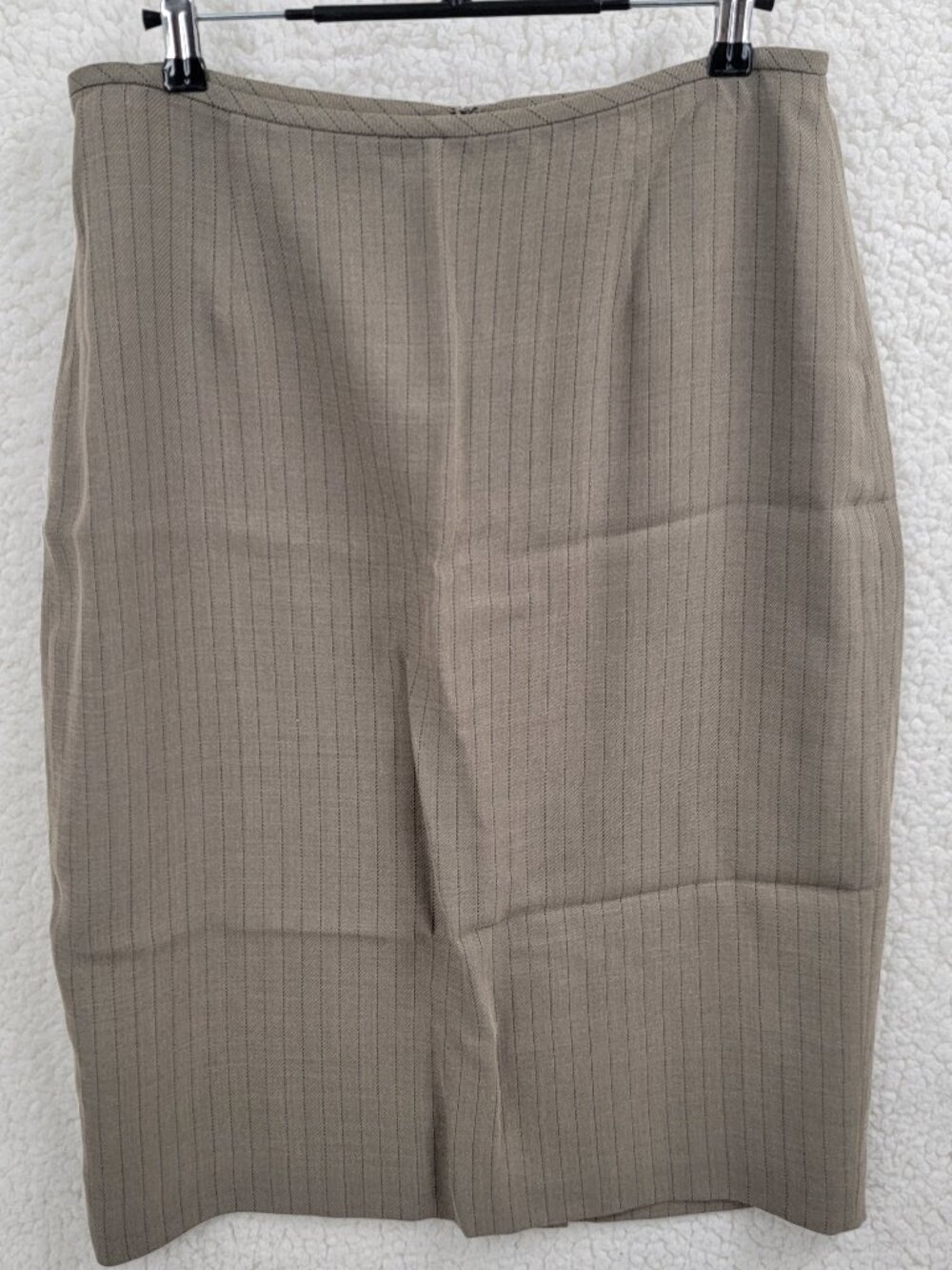 Vintage Ellen Tracy Beige Pinstripe Tailored Pencil Skirt Size 12